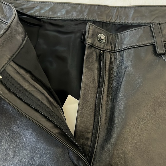 Bebe Genuine Leather Lamb Disco Biker Black Pants - Picture 7 of 10